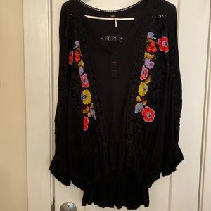Freepeople, Sarafina embroidered floral and crocheted top